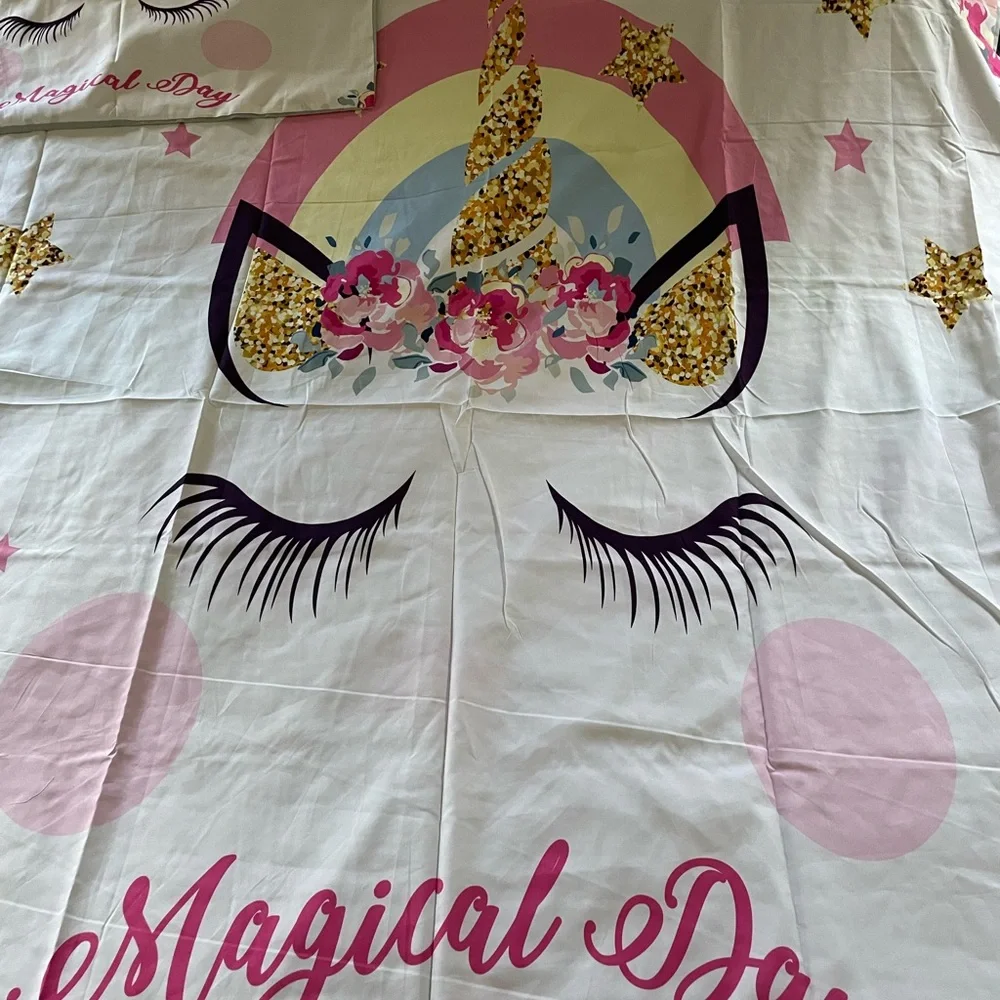 Brand New Unicorn Bedding 2 Piece Flower Girl duvet cover Set Unicorn Bedspread